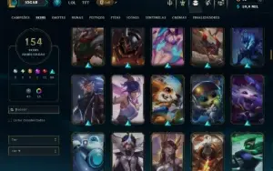 Unranked com TODOS os Champs e 154 Skins ( MID / JG / ADC )