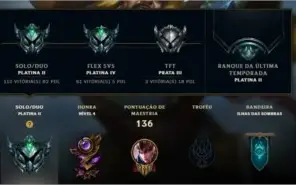 Conta League of Legends plat 3 soloq