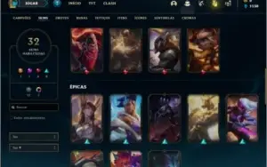 Conta Unranked com 32 Skins e 64 Champs