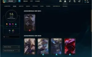Conta PLATINA 1 com 16 skins e 40 champs