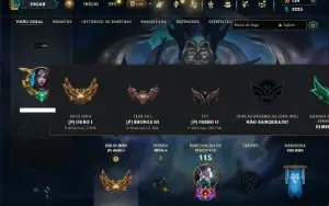 Ouro 1 com 150 Champs e 66 Skins ( MID / SUP / TOP )