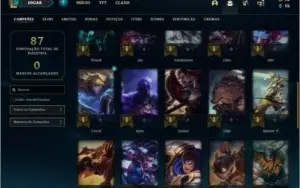 Conta platina 1 com 11 skins e 40 champs