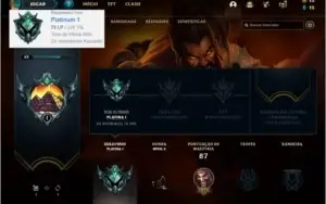 Conta platina 1 com 11 skins e 40 champs
