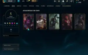 Ouro 2 com 40 Champs e 5 Skins
