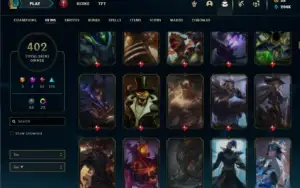 Ouro 4 com TODOS os champs e 402 Skins (Nivel 600)