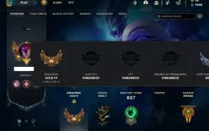 Ouro 4 com TODOS os champs e 402 Skins (Nivel 600)