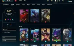 Ouro 4 com TODOS os champs e 402 Skins (Nivel 600)