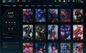Ouro 4 com TODOS os champs e 402 Skins (Nivel 600)