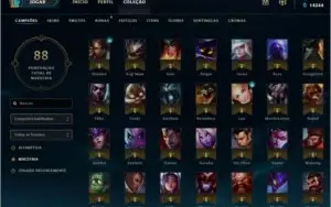 Conta League of Legends 88 champs / 30 skins / 14K DE EA