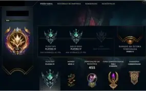 CONTA LOL PLATINA 4 - TODOS CAMPEÕES - VÁRIAS SKINS