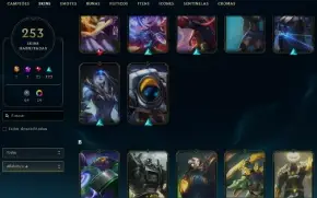 Unranked com TODOS os champs e 253 Skins ( 5 Ultimates )