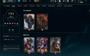 Ouro 2 com TODOS os champs e 191 Skins ( MID / JG / TOP )
