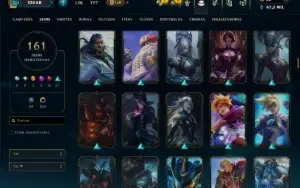 Platina 3 com TODOS os Champs e 161 Skins ( MID / JG / ADC )