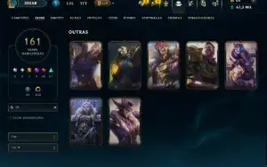 Platina 3 com TODOS os Champs e 161 Skins ( MID / JG / ADC )
