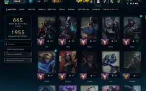 Platina 3 com TODOS os Champs e 161 Skins ( MID / JG / ADC )