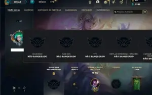 Unranked com 90 Champs e 73 Skins + 1 Prestigio do Yasuo