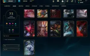 Unranked com 90 Champs e 73 Skins + 1 Prestigio do Yasuo