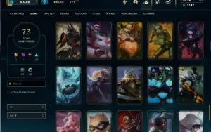 Unranked com 90 Champs e 73 Skins + 1 Prestigio do Yasuo