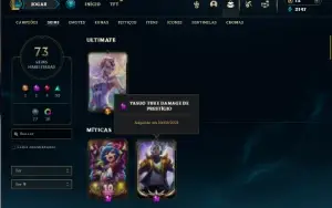 Unranked com 90 Champs e 73 Skins + 1 Prestigio do Yasuo