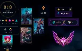 Conta LoL 818 skins - Janna Vitoriosa + Kayle Juíza e MAIS!