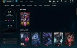 Conta prata 4 com 61 skins e 80 champs