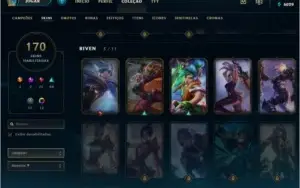 Conta Platina 3 no elo atual, possui várias skins TOP.