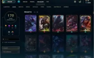 Conta Platina 3 no elo atual, possui várias skins TOP.