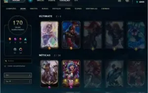 Conta Platina 3 no elo atual, possui várias skins TOP.