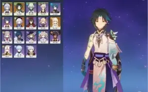 conta genshin impact rank 46,xiao,ganyu,qiqi e personagens4*