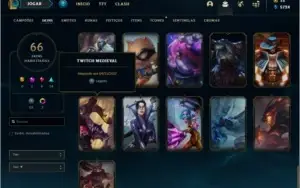 Conta prata 2 com 66 skins e 115 champs
