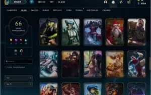 Conta prata 2 com 66 skins e 115 champs