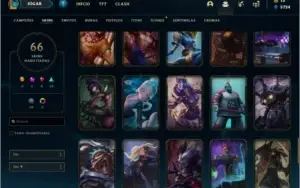 Conta prata 2 com 66 skins e 115 champs