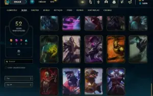 Conta Unranked com 90 Champs  52 Skins + 1 Prestigio