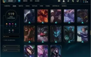 Conta unranked com 119 skins e 130 champs ( MAIN SUP / MID )