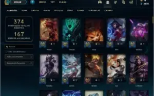 Conta unranked com 119 skins e 130 champs ( MAIN SUP / MID )