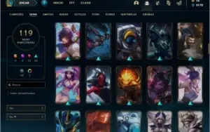 Conta unranked com 119 skins e 130 champs ( MAIN SUP / MID )