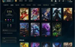 Conta platina 4 com TODOS os champs e 238 skins ( NIVEL 745)
