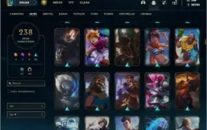 Conta platina 4 com TODOS os champs e 238 skins ( NIVEL 745)