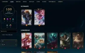 Conta League of Legends 109 Skins, 2 Ultimates sem ranque