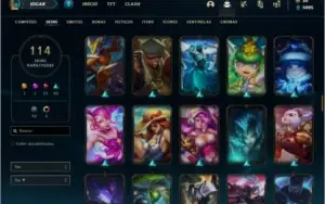 Conta unranked com 114 skins e 72 champs + PAX SIVIR