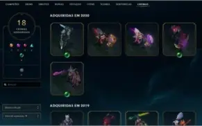 CONTA LOL PLATINA 4 - TODOS CAMPEÕES - VÁRIAS SKINS