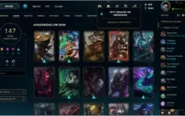 Conta Diamante 4 com muitas skins e quase todos os campeões