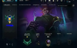Conta esmeralda 3, 73% de win rate, 42 champs, 14 skins
