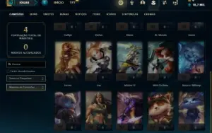 Conta ouro 2 com 20 Champs e 6 Fragmentos de skins