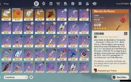 GENSHIN IMPACT - AR56, 11 personagens T5⭐ e 5 Armas T5⭐