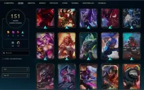 conta lol ex challenger com emotes 151skins