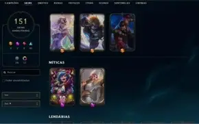 conta lol ex challenger com emotes 151skins