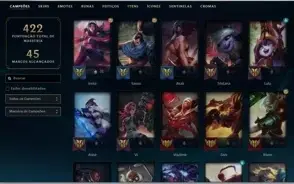 conta lol ex challenger com emotes 151skins