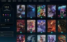 conta lol ex challenger com emotes 151skins