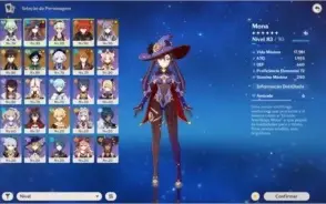 CONTA GENSHIN IMPACT AR 55 - 8 PERSONAGENS 5* QUASE TODOS T4